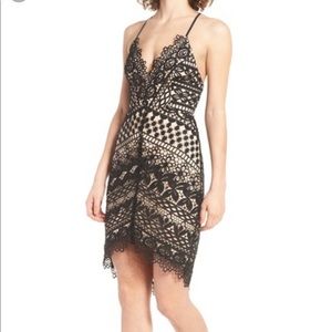 ASTR Lace black and nude  body con dress S